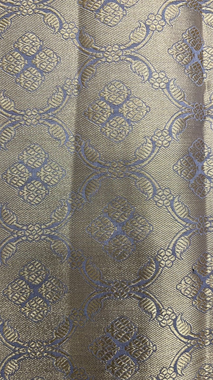 Exquisite Elegance: Faishana's Pure Silk Handloom Grey Chiniya Silk with Gold Zari Floral Booti & Grey Blouse