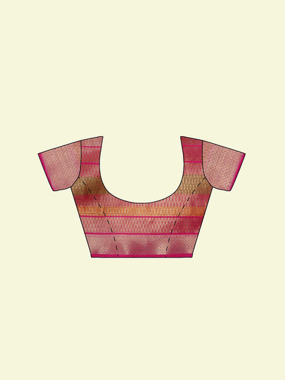 Faishana Presents Woven Pink Matka Silk Booti Skirt Border With Pink Blouse Banarasi Saree
